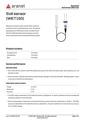 Bodemvocht + Elect Cond. + Temp. sensor (WET150)